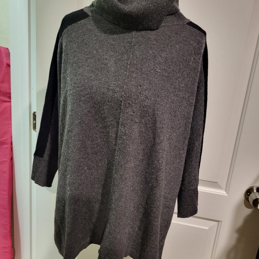 InCashmere Charcoal and Black Cowl Neck Sweater